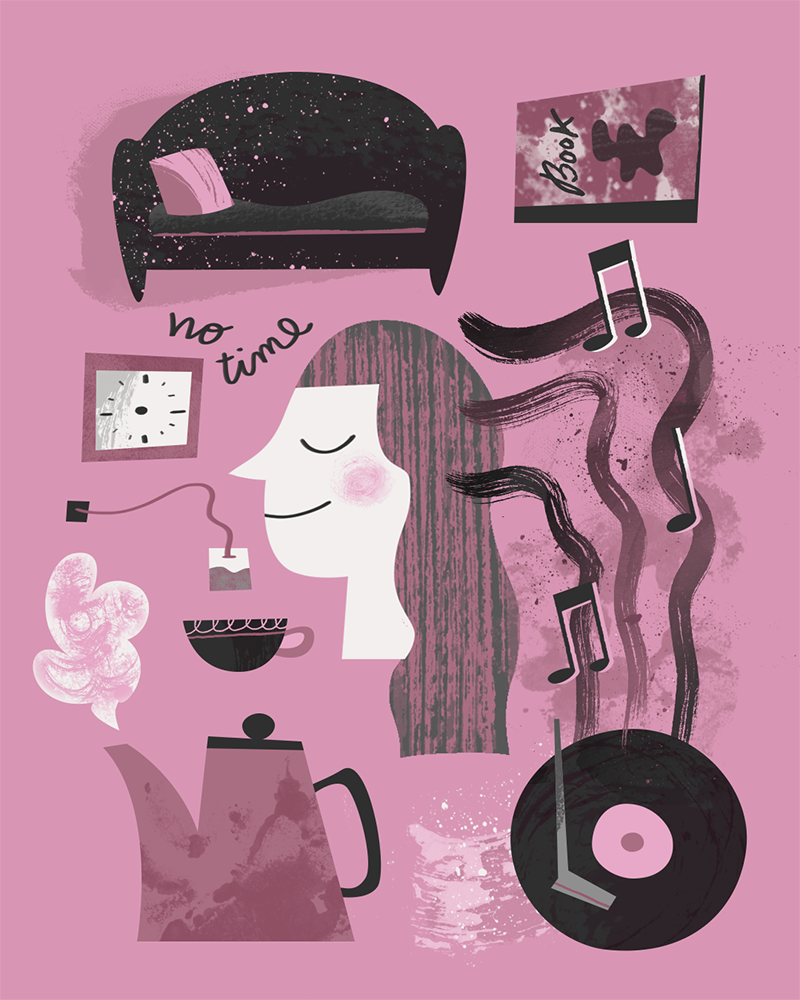 Editorial illustration combining analogue textures and digital techniques
